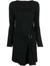 Dsquared2 Logo-plaque Draped Dress In Black
