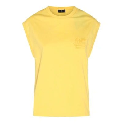 Etro Embroidered Logo T-shirt In Yellow