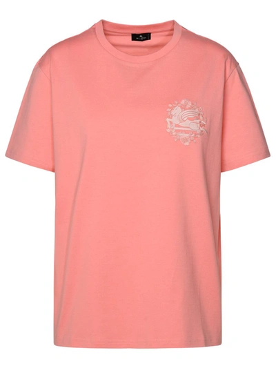 Etro Logo Embroidery T-shirt In Color Carne Y Neutral