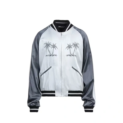 Palm Angels Palms Souvenir Bomber Jacket In Gray