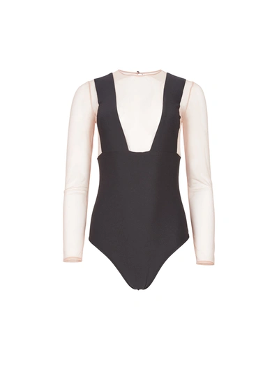 Fleur Du Mal Suspender Bodysuit In Black