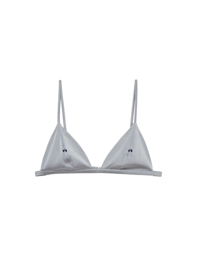 Fleur Du Mal Champagne Embroidered Luxe Triangle Bra In Mr. Grey