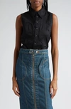 Eckhaus Latta Contour Piped Sleeveless Stretch Nylon Top In Tire