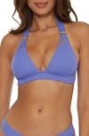 Becca Off The Grid Halter Bikini Top In Cornflower