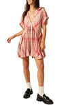 FREE PEOPLE AGNES PLAID ASYMMETRIC HEM MINIDRESS