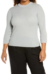 Vince Ribbed Cotton Sweater In Mist/ Sea Stone