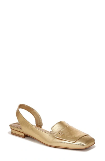 Franco Sarto Teagan Slingback Half D'orsay Flat In Gold Faux Leather