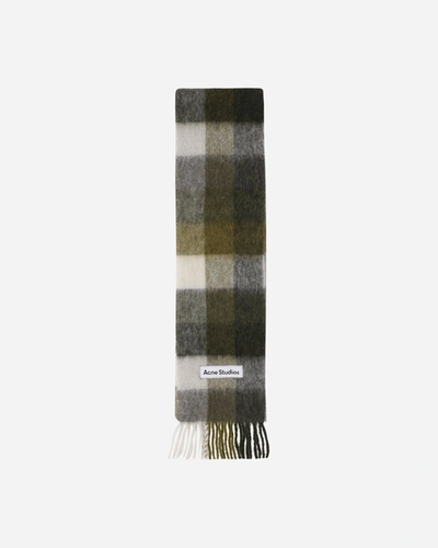 Acne Studios Mohair Checked Scarf Taupe / Green / Black In Beige