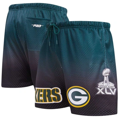 Pro Standard Men's  Black, Green Green Bay Packers Ombre Mesh Shorts In Black,green