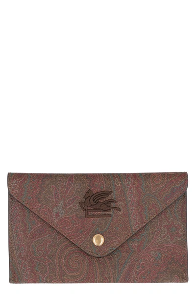 Etro Paisley Print Pouch In Brown
