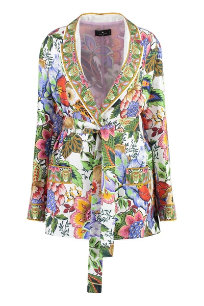 Etro Printed Silk Night Gown In Multicolor