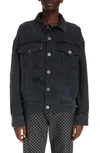 Balmain Worn-effect Denim Jacket In 0pc Washed Black