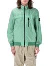 Stone Island Compass-badge Crinkled Bomber Jacket In Verde Chiaro