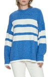 Pistola Carlen Mock Neck Oversize Sweater In Campanula White Stripe