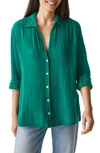 Michael Stars Leo Gauze Button Down Shirt In Ivy