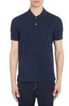 Tom Ford Blue Polo T-shirt With Embroidered Tone On Tone Logo In Cotton Man In Navy
