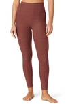 Beyond Yoga Caught In The Midi High-waist Space-dye Leggings In Grape Rose Heather