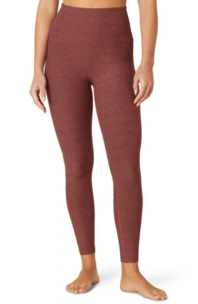 Beyond Yoga Caught In The Midi High-waist Space-dye Leggings In Grape Rose Heather