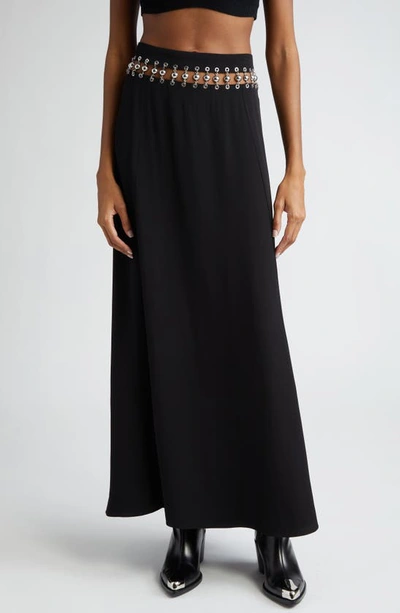 Rabanne Cutout Waist Jersey Skirt In Black