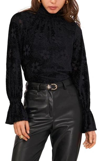 1.state Open Back Long Sleeve Blouse In Rich Black