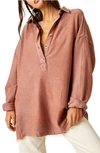 FREE PEOPLE WILDER OVERSIZE LONG SLEEVE COTTON POLO
