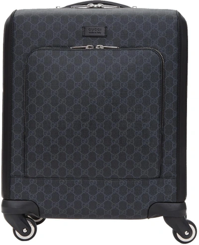 Gucci Gran Turismo Leather-trimmed Monogrammed Coated-canvas Carry-on Suitcase In Black