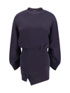 Attico Ivory Cotton Jersey Sweater Dress In Blue/violet Fade