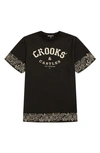 CROOKS & CASTLES CROOKS AND CASTLES PAISLEY KNIVES EMBROIDERY T-SHIRT