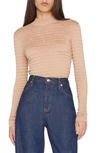 Frame Womens Silk Blend Smocked Mock Turtleneck Sweater In Blush
