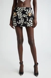 Area Crystal Medallion Jacquard Miniskirt In Dotted Stars