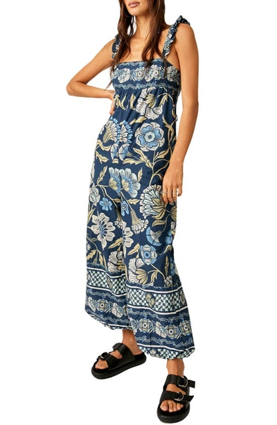 Free People Bali Albright Womens Cotton Printed Jumpsuit In Black