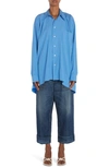 BOTTEGA VENETA OVERSIZE GATHERED COTTON BLEND BUTTON-UP SHIRT