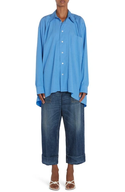 Bottega Veneta Compact Cotton Blend Shirt In Blue