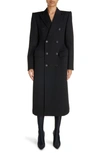 Balenciaga Hourglass Double-breasted Wool-twill Coat In Black