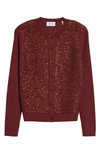 St John Rib Back Sequin Cardigan In Cranberry