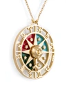 L'atelier Nawbar Yellow Gold Zodiac Wheel Necklace With Stones In Yellow Gold Multi