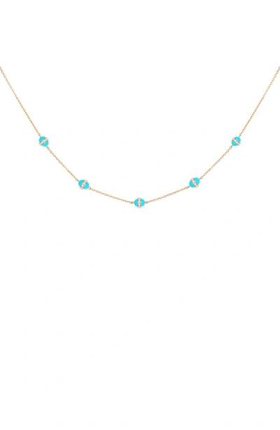 L'atelier Nawbar Atoms 18-karat Gold, Enamel And Diamond Necklace In Cobalt