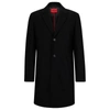 Hugo Boss Wool-blend Coat With Ivory-nut Buttons In Black