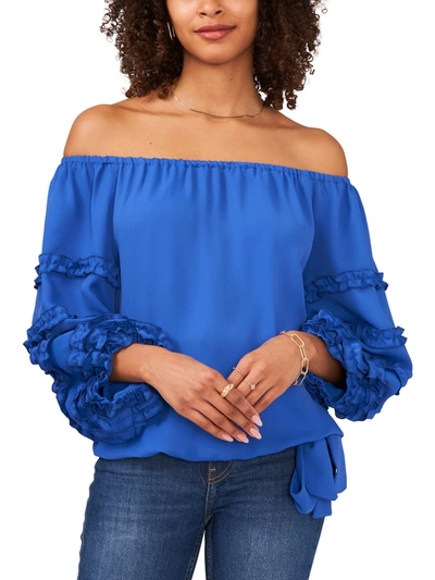 Vince Camuto Womens Ruffled Off The Shoulder Blouse In Blue