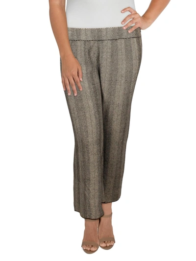 Gabby Isabella Womens Knit Chevron Wide Leg Pants In Grey