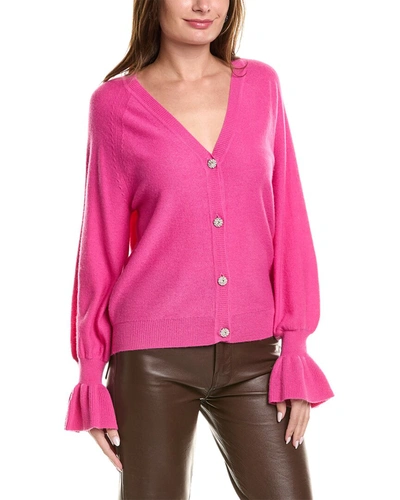 Two Bees Cashmere Flair Sleeve Wool & Cashmere-blend Cardigan In Pink
