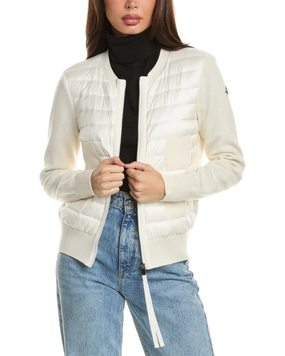 Moncler Wool Tricot & Nylon Down Jacket In White