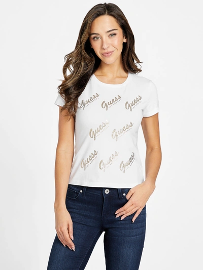 Guess Factory Eco Cate Logo Tee In White
