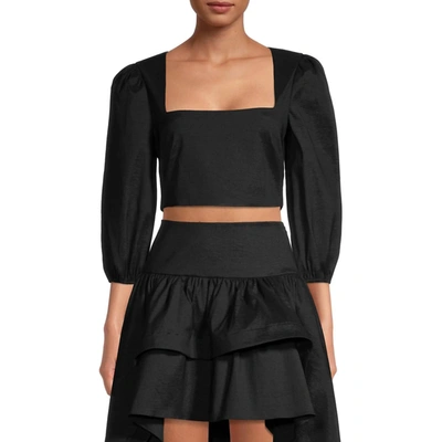 Likely Myles Corset Style Puff Sleeve Top In Black