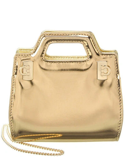 Ferragamo Wanda Leather Micro Bag In Gold
