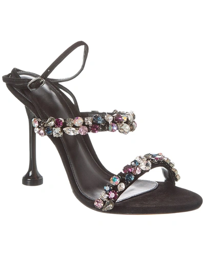 Alexandre Birman Betina Crystals 100 Suede Sandal In Black