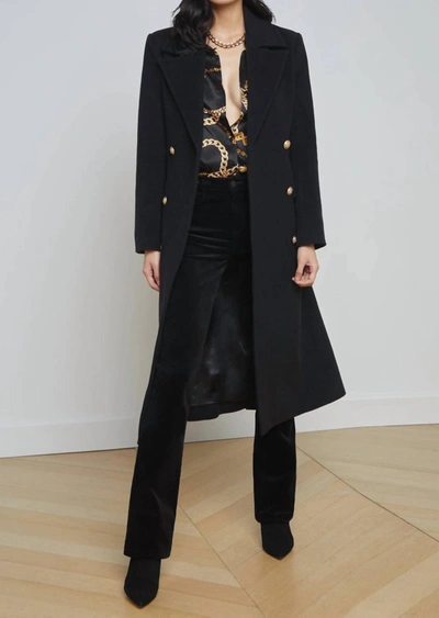 L Agence Olina Double-breasted Belted Coat In Black