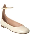 Valentino Tan-go Patent Ankle-strap Ballerina Flats In White