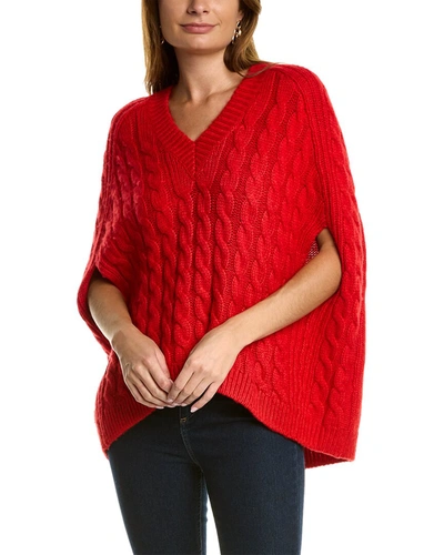 St John St. John Cable Knit Wool-blend Poncho In Red