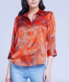 L Agence Dani Blouse In Fire Red Multi